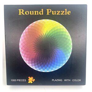 Jigsaw Puzzle 1000 Pieces Round Playing with Color Rainbow Color Spectrum